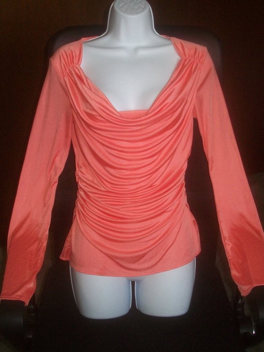 womens sexy slinky blouse.Moda International.soft,flowing.flattering.size small